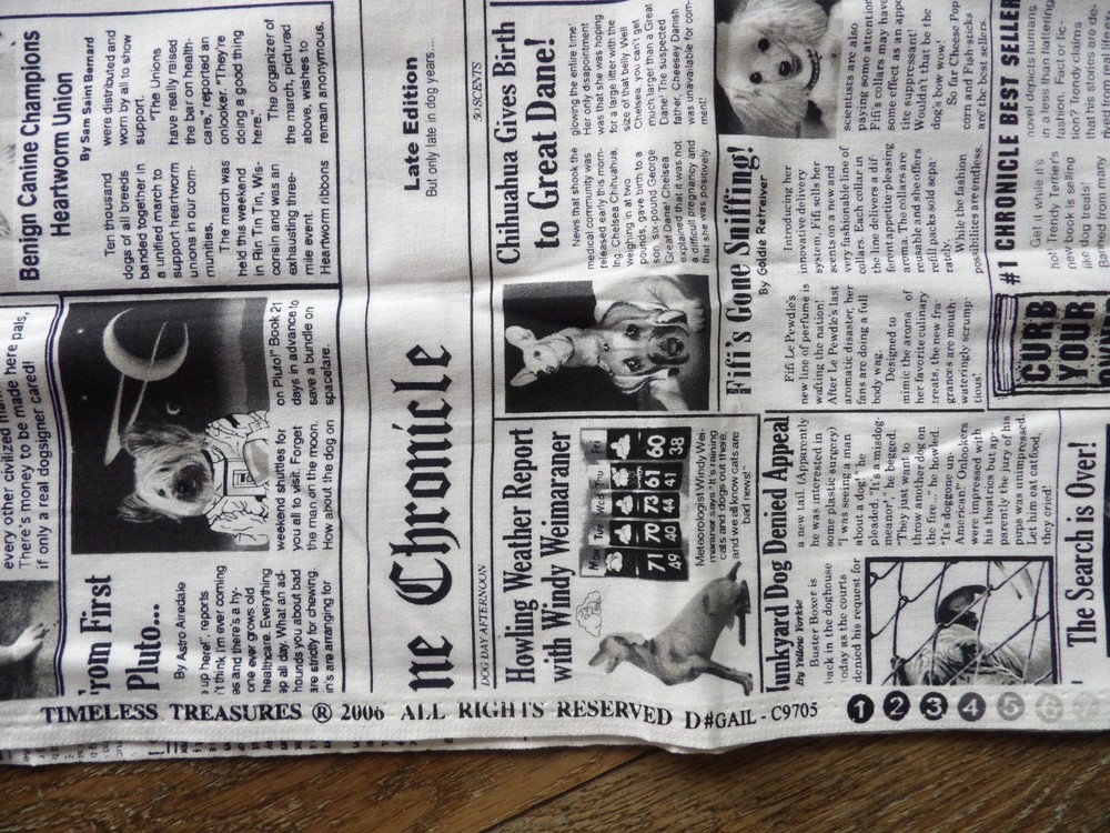 Canine Chronicles – Dog Newspaper – Newsprint by Timeless Treasures 2006 Fabric