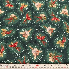Vintage 1997 Christmas Flower Fairies Rose & Hubble Cotton HALF YARD Remnant
