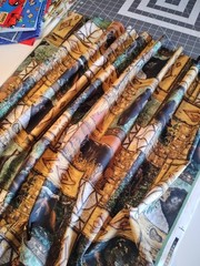 Bears Fabric 2.25 Yards x 45″ Wide Cotton Birch Bark, Stone Wall, Sticks Design