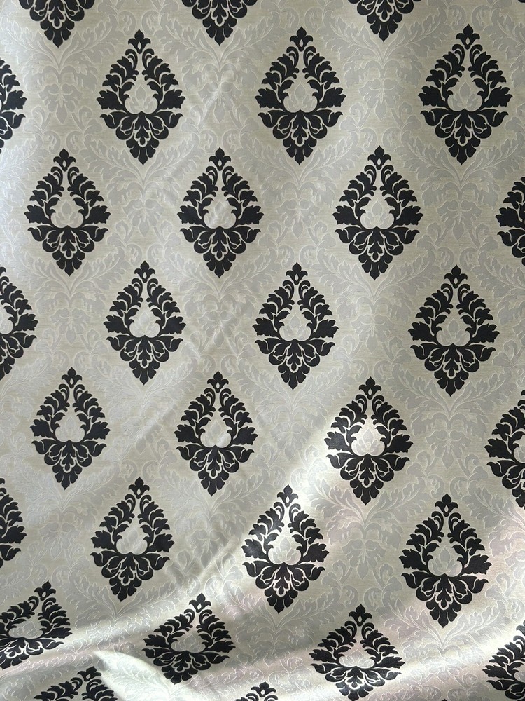 Material Fabric Upholstery Drapery 10 Yards Gray Black Geometric Pattern Boho