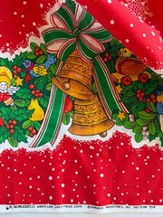 2.25 yds x 36” American Greetings Christmas Red Border Fabric Music Toys