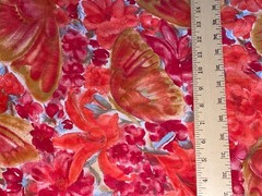 By 1/2 Yd Vintage Large Orange Red Poppy Butterfly Cotton Fabric by Cranston