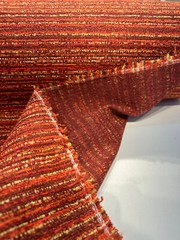 Hollywood Stripe Red Hot Stuff Valdese Chenille Upholstery Fabric By The Yard