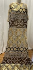 100% Silk Chiffon w/ Lurex Gold Brown Ornate Paisley Fabric By the Yard 45″ Wide