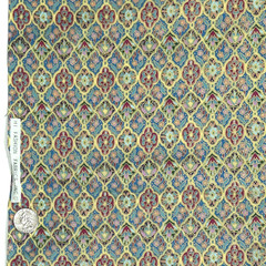 Tiny Flowers Mosaic Tiles Mini Print Metallic Gold Hi-Fashion Cotton Fabric BTY