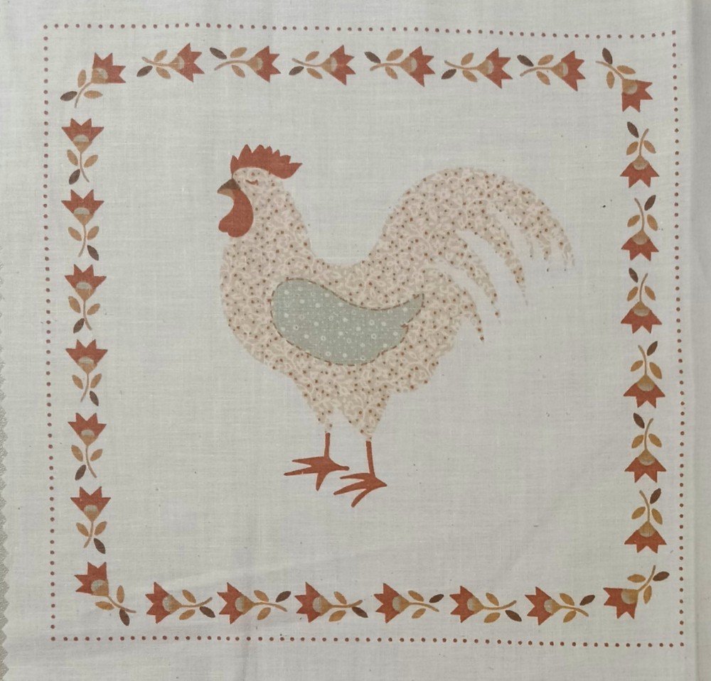 Vtg~Country Classics Prairie by Ameritex ~”Rooster”~ Cotton Fabric ~ 8″x7.75″