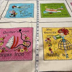 Sewing Theme Fabric Panel Squares, Pillow Fabric Squares