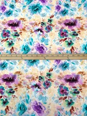 Flower Fabric Rayon Challis Japanese Apparel Paintbrush Floral By the Yard