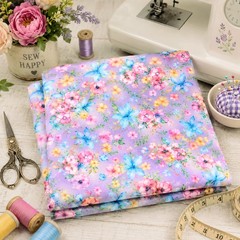 Benartex Cottontail Farms Spring Flowers on Lavender Cotton Fabric by the Yard