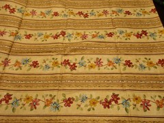 New Cotton Fabric Farmers Market Red Rooster Floral Stripes 32″
