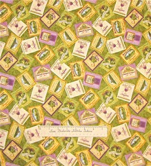 Fabric Country Vineyard Wine Labels Green Purple South Sea Imports Cotton YARD