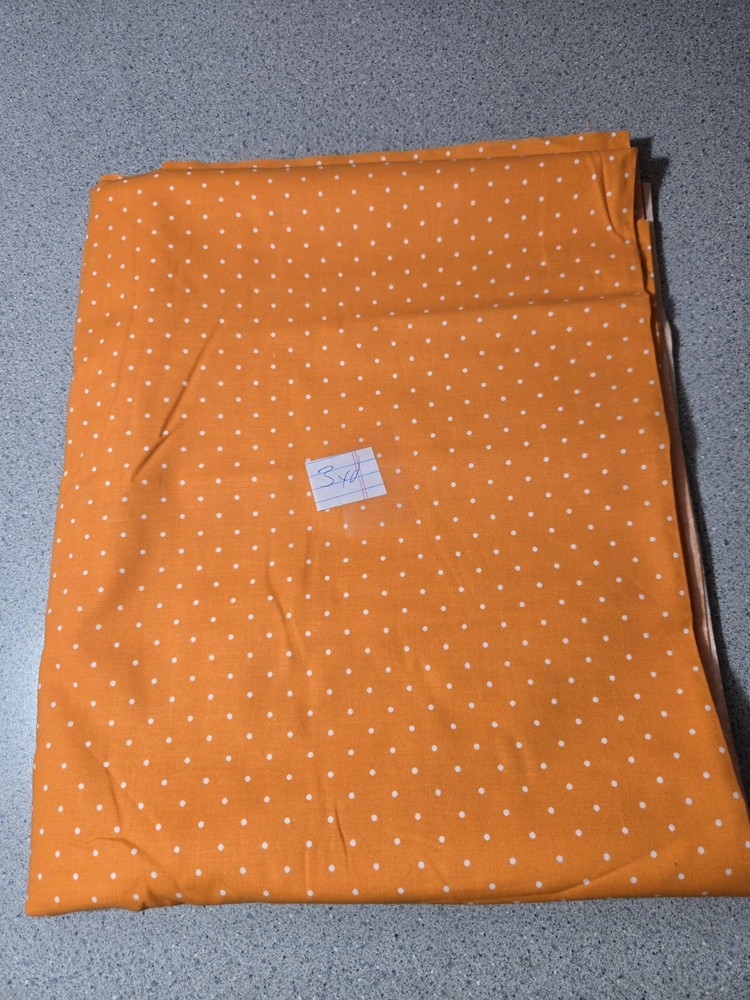 Orange White Polka Dot Fabric Unbranded 3 Yards 108 X 44