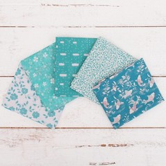 Threadart Exclusive 5 Fat Quarter Bundle Set – Dark Blue 100% Cotton Fabric