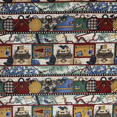 Vintage Travel Themed Fabric By Debbie Mumm For SSI Luggage Maps Blue Cream BTY