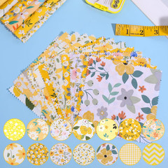 42Pcs Yellow Charm Packs for Quilting, 100% Cotton Fabric Squares 5 x 5Inch Pre-
