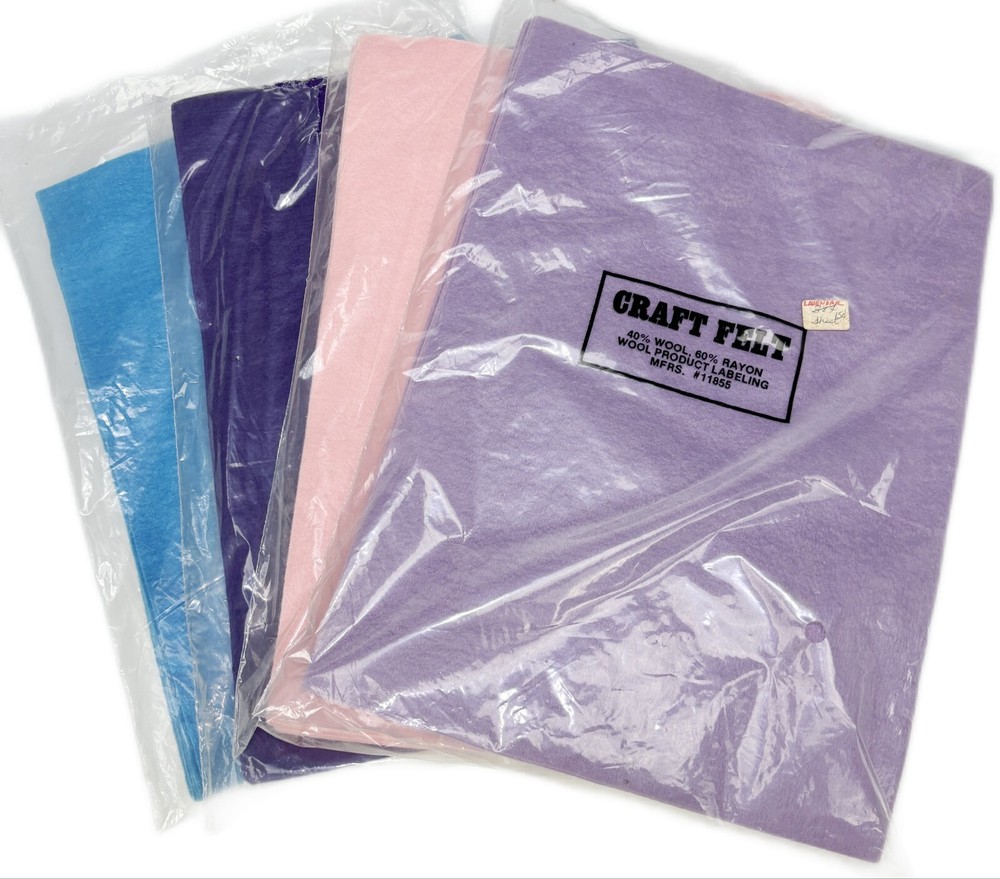 Vtg Craft Felt Sheets 40% Wool 60% Rayon 39 Sheets Size 12”x 8.5”