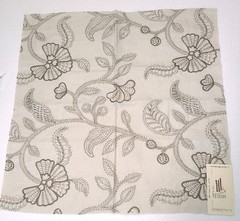 G P & J Baker Fabric Sample Linen Brown Embroidered Floral 18″ X 18″
