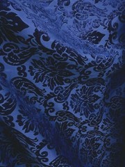 DARK BLUE DAMASK CHENILLE UPHOLSTERY BROCADE FABRIC (54 in.) Sold By The Yard