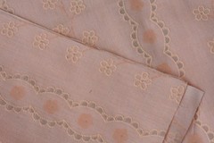 By 1/2 Yd, 37″ Wide, Light-Weight Faux-Eyelet on Pastel-Peach Poly-Cotton, V912