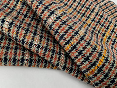 TWEEDY BALMORAL CHECK WOOL CASHMERE SILK BLEND OLIVE -BLUE -TAN MADE IN ITALY A9