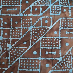 Batik Cotton Quilt Fabric 1 3/8 yards Geometric Blue Brown Craft Material #710