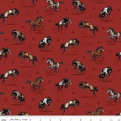 John Wayne Courage Horses Barn Red Cotton Fabric