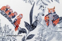 3 Yard Indian Natural Owl Bird Printed Fabric Handmade Cotton Sanganeri Print