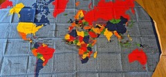 World Map By Fabric Traditions 59” X 35” Vintage 1998