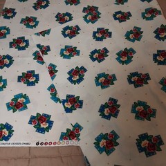 “Lady Of Guadalupe” Fabric 1 Yd Decorative Blue Crosses White Background