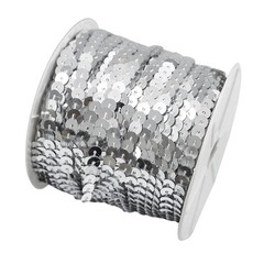 100 Yards Silver 6mm Spangle Round Sequins Trim PVC Craft Ribbon Roll