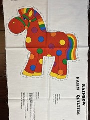 VTG Rainbow Farm Quilties cut-and-sew fabric panel Horse 14” Tall