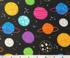 Planets – Exotic Worlds in Outer Space – Quilt Fabric – Free Shipping – Yard