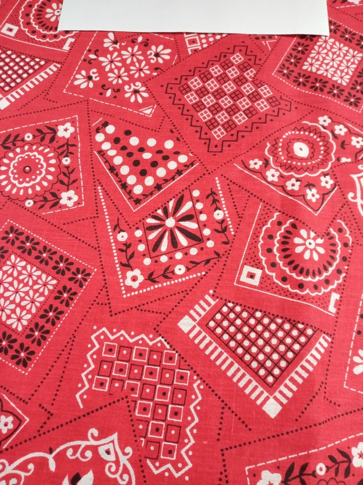 Fabric Red Bandana Print 2 Yards + 6″ x 44″ 100% Cotton