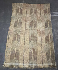 Upholstery Fabric Traditional Earthy-Tone Ikat Pattern w/ Fringed Edges 1.19 yds