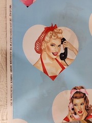 Alexander Henry Fabric Dial L-O-V-E 2021 BLUE 1 Yard Pinup Girls Rockabilly