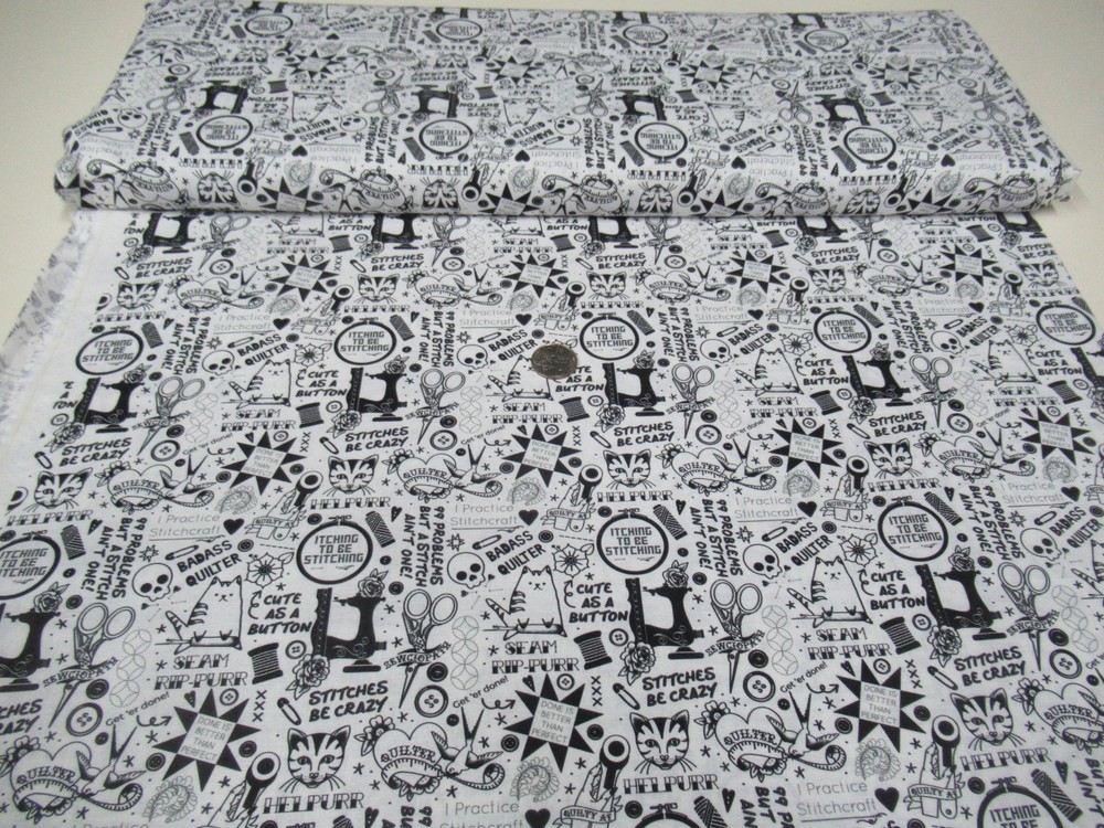Timeless Treasures quilt-craft fabric PARDON MY SEWING PUNS 3 1/2 yds (dpj-3352)