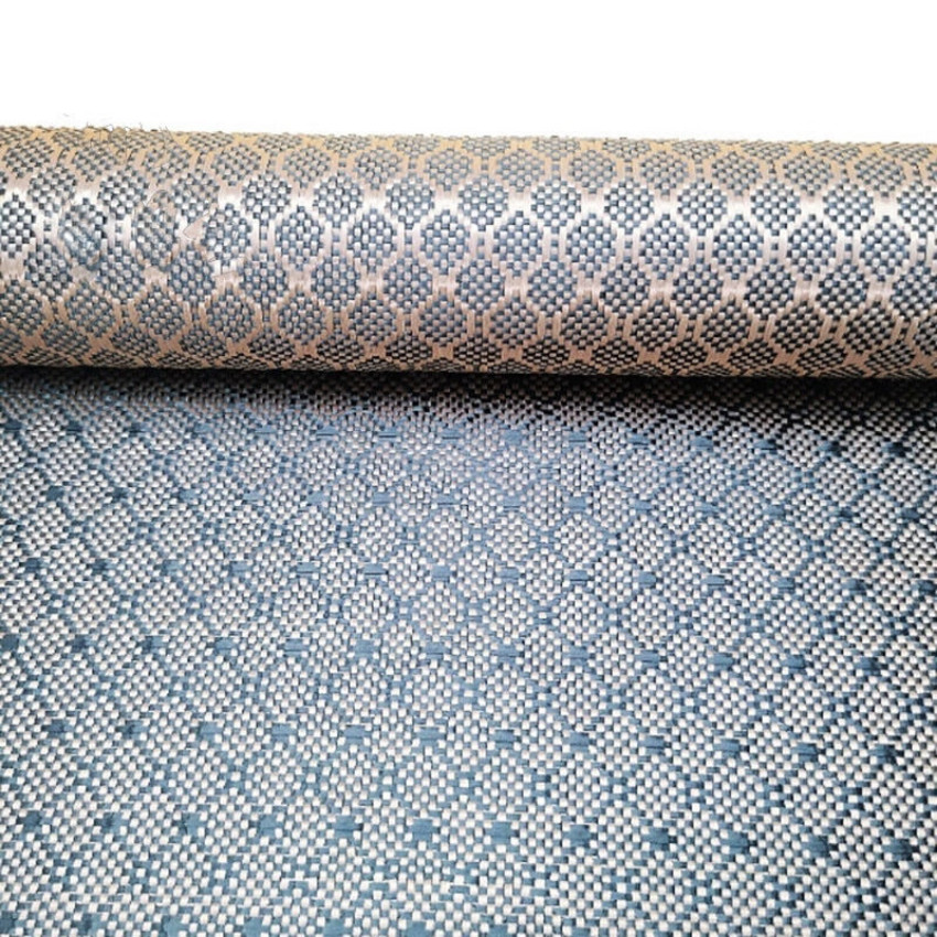 3k 240G Aramid Carbon Blended Fabric Jacquard Cloth Small Diamond Weave 100*50CM