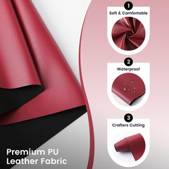 KUUP Smooth PU Faux Leather Fabric Sheets, 54″ X 12″, 0.8Mm Thick | Wine Red Wat