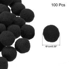 Pom Felt Balls Fabric 1cm 10mm Black for Crafts Project DIY 100 Pcs
