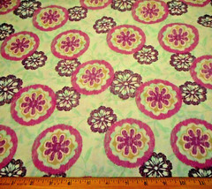 Floral Fabric 1 7/8 Yard SALE Purple Lavender Floral on Aqua/Teal Cotton #C Vtg