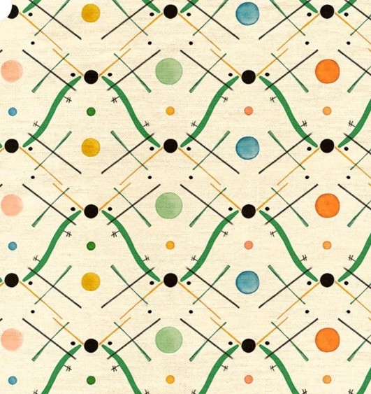 OTTOLINE CURTAIN FABRIC “IMPROVISATION 1 – GREEN” 2 METRES 100% LINEN