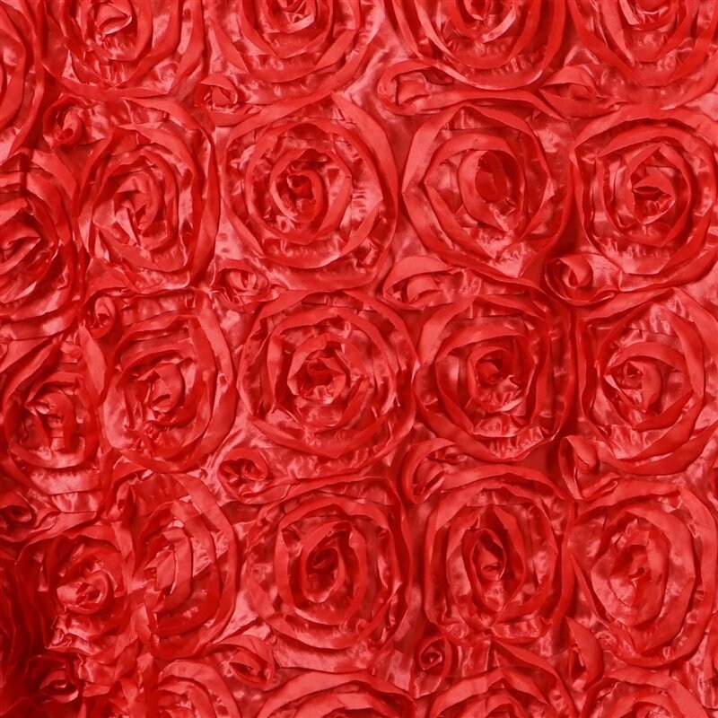 Paige RED 3D Floral Polyester Satin Rosette Fabric by the Yard – 10028