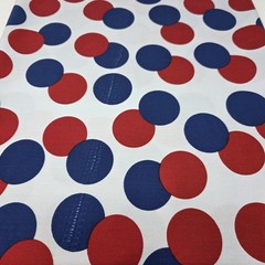 Vintage Retro Mid Century Modern Fabric Red Blue Polka Dot 45” Wide Atomic