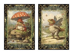Vintage Victorian Frogs A Designer MULTI-SIZE SET Cotton Fabric Quilt Blocks