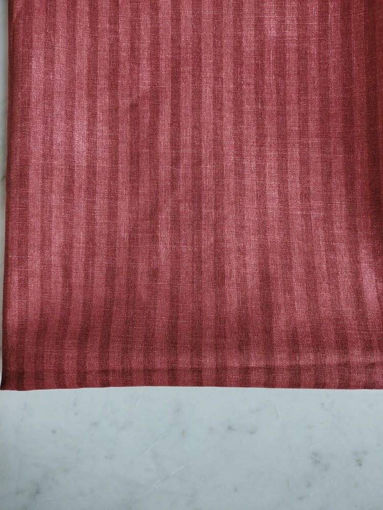 RARE Vintage Waverly Screen Print Burgundy Red Stripe Fabric Wall Street 4 yds