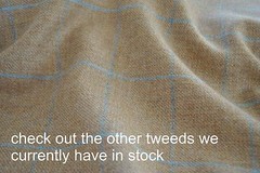 Tweed material by the metre or yard in plain black with Herringbone pattern