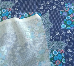 Wide’ N Cotton Fabric CALICO & FLOWER CHEATER QUILT Blue 343-M 58″W x 2⅓ Yards