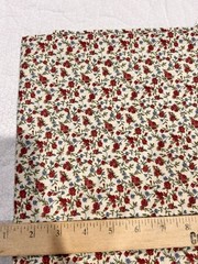 3 Yards + 10” X 44” Material Fabric Cotton Jo-Ann Rose Colored Flowers On Cream
