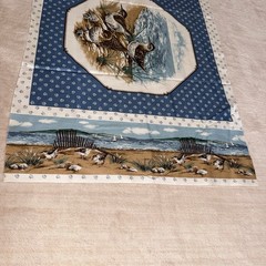 Vintage Shore Birds Fabric Panel 52×17 Seagulls Sandpipers Coastal Craft NOS