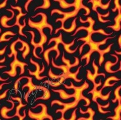 FIRE FLAMES Designer Upholstery Fabric ORANGE- 60″W -Race Car Harley